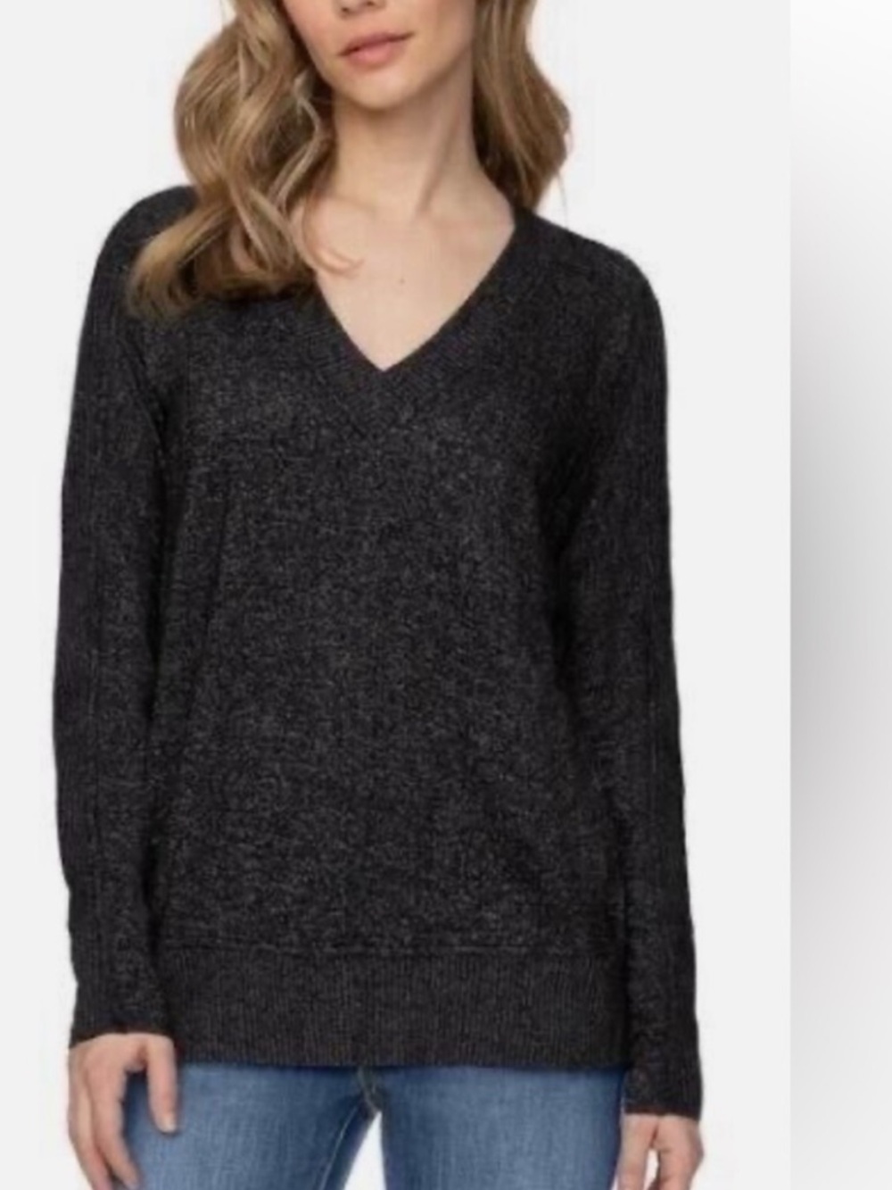 Buffalo David Bitton Women's Soft Cozy V-Neck Long Sleeve Top Black